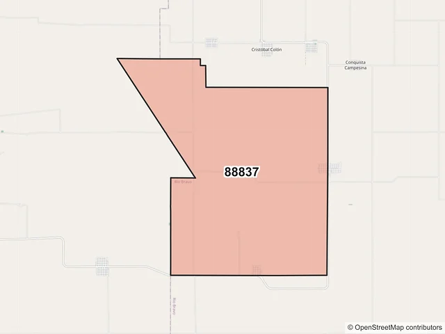 Mapa del código postal 88837, Río Bravo, Tamaulipas