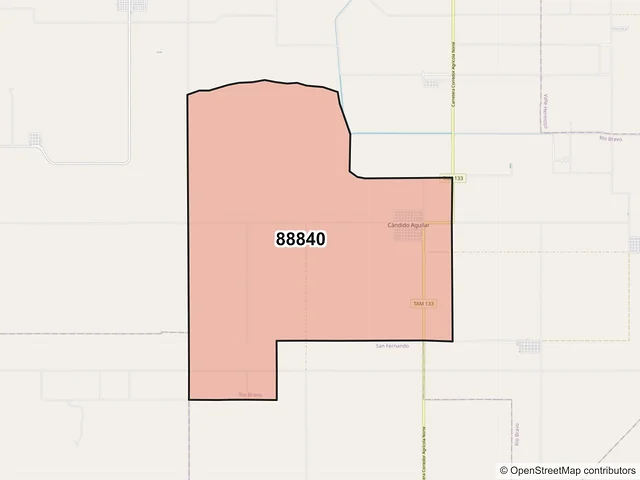 Mapa del código postal 88840, Río Bravo, Tamaulipas