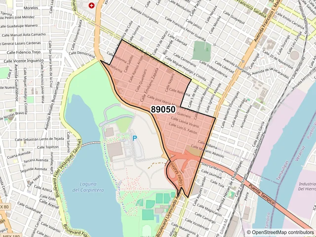 Mapa del código postal 89050, Tampico, Tamaulipas