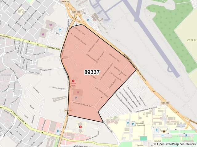 Mapa del código postal 89337, Tampico, Tamaulipas