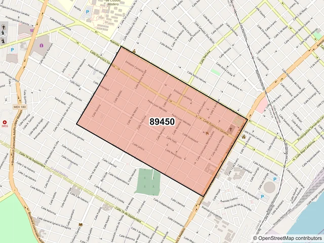Mapa del código postal 89450, Ciudad Madero, Tamaulipas