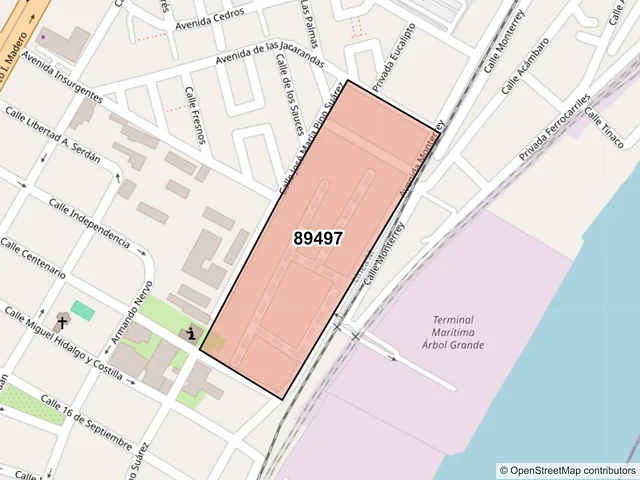 Mapa del código postal 89497, Ciudad Madero, Tamaulipas