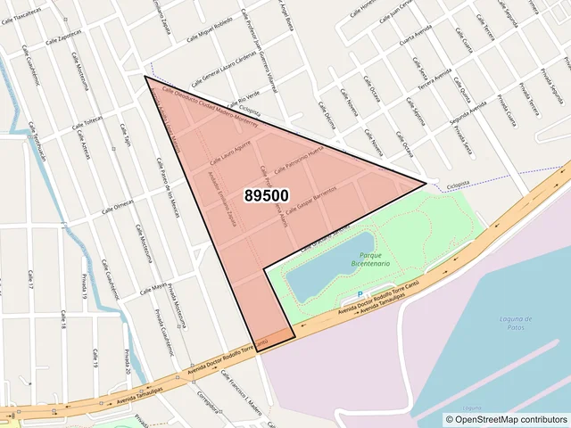 Mapa del código postal 89500, Ciudad Madero, Tamaulipas