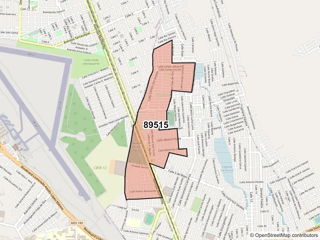 Mapa del código postal 89515, Ciudad Madero, Tamaulipas