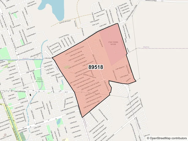Mapa del código postal 89518, Ciudad Madero, Tamaulipas
