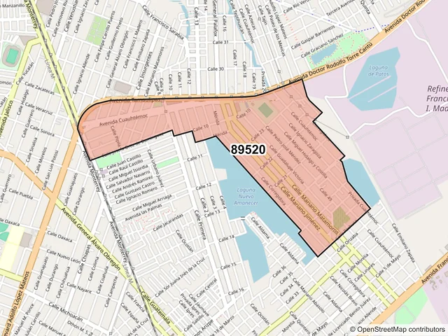 Mapa del código postal 89520, Ciudad Madero, Tamaulipas