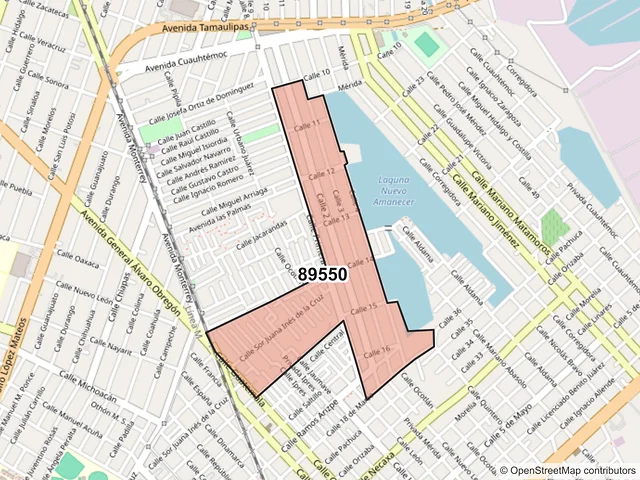 Mapa del código postal 89550, Ciudad Madero, Tamaulipas