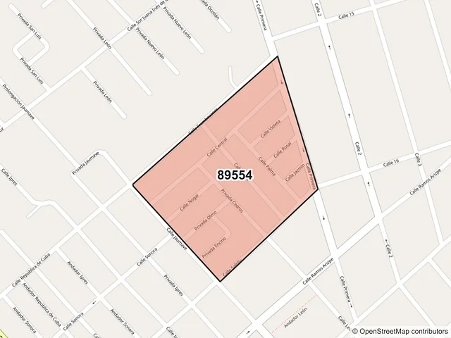 Mapa del código postal 89554, Ciudad Madero, Tamaulipas