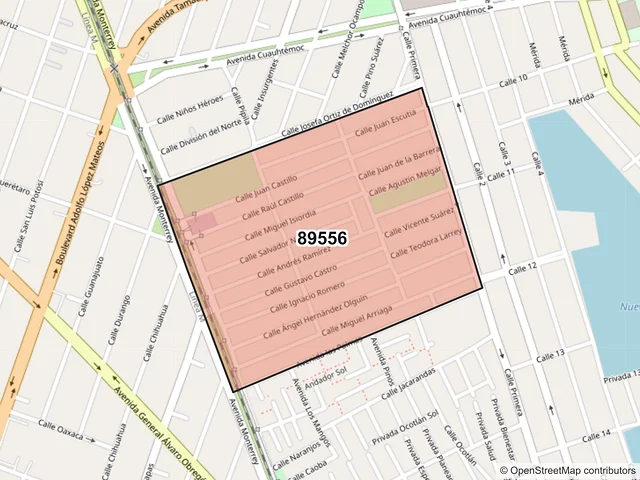 Mapa del código postal 89556, Ciudad Madero, Tamaulipas