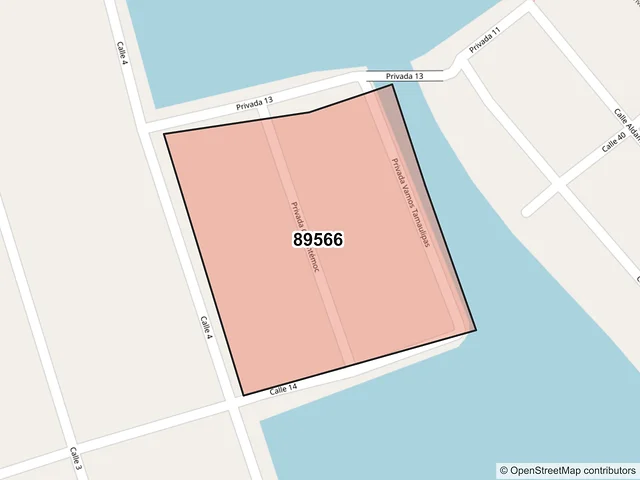Mapa del código postal 89566, Ciudad Madero, Tamaulipas