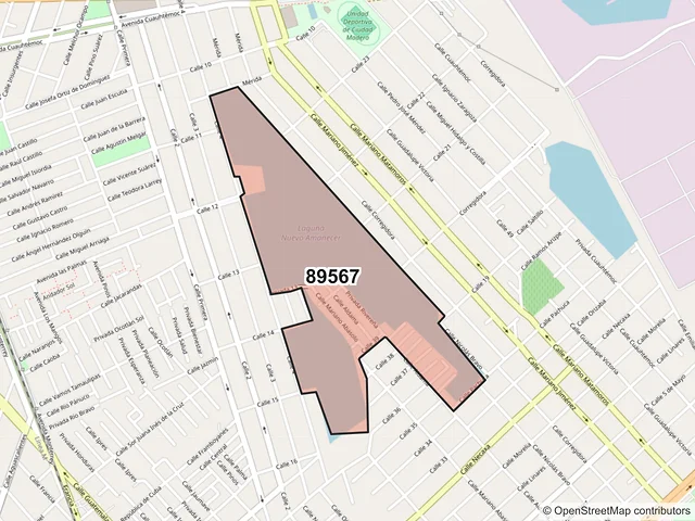 Mapa del código postal 89567, Ciudad Madero, Tamaulipas