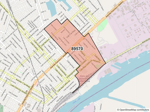 Mapa del código postal 89570, Ciudad Madero, Tamaulipas