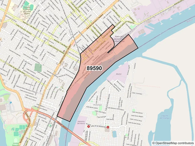 Mapa del código postal 89590, Ciudad Madero, Tamaulipas