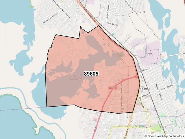 Mapa del código postal 89605, Altamira, Tamaulipas