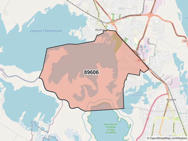 Mapa del código postal 89606, Altamira, Tamaulipas