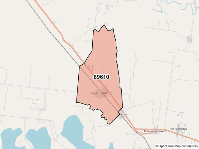 Mapa del código postal 89610, Altamira, Tamaulipas