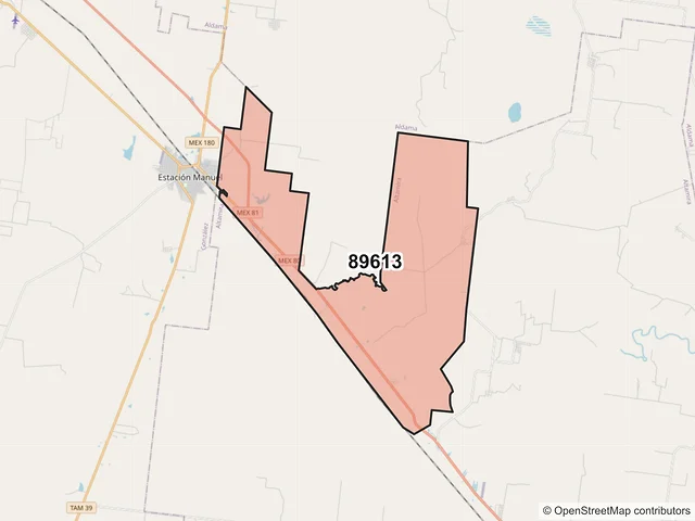 Mapa del código postal 89613, Altamira, Tamaulipas