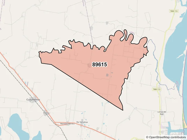 Mapa del código postal 89615, Altamira, Tamaulipas