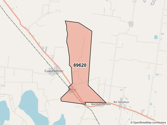 Mapa del código postal 89620, Altamira, Tamaulipas