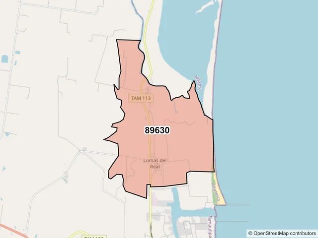 Mapa del código postal 89630, Altamira, Tamaulipas