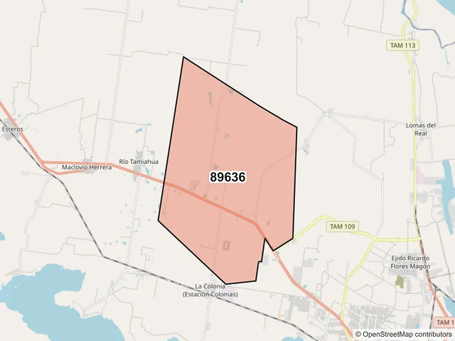 Mapa del código postal 89636, Altamira, Tamaulipas