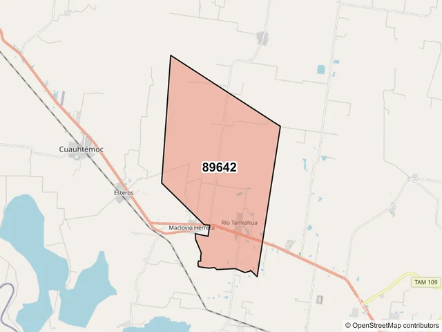 Mapa del código postal 89642, Altamira, Tamaulipas
