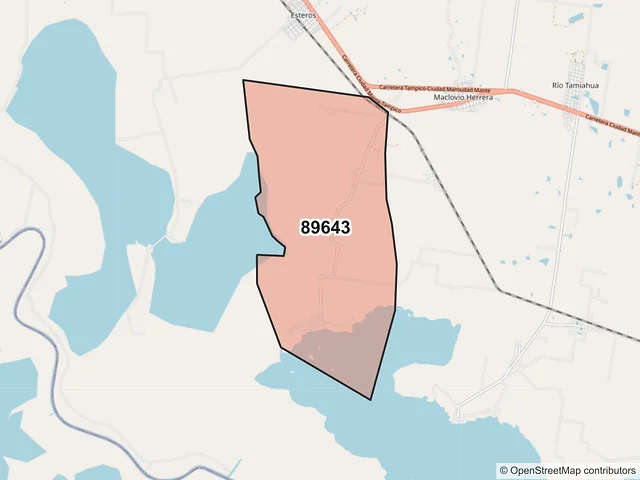 Mapa del código postal 89643, Altamira, Tamaulipas