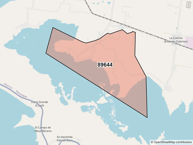 Mapa del código postal 89644, Altamira, Tamaulipas