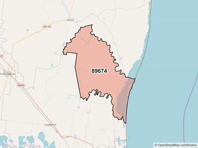 Mapa del código postal 89674, Aldama, Tamaulipas