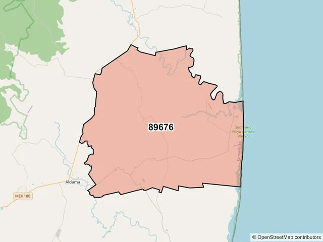 Mapa del código postal 89676, Aldama, Tamaulipas