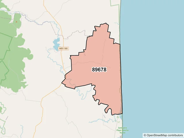 Mapa del código postal 89678, Aldama, Tamaulipas