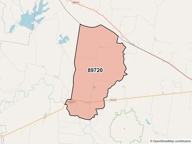 Mapa del código postal 89720, González, Tamaulipas