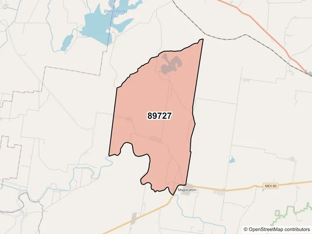 Mapa del código postal 89727, González, Tamaulipas