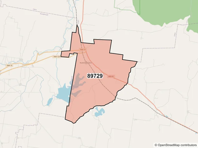 Mapa del código postal 89729, González, Tamaulipas