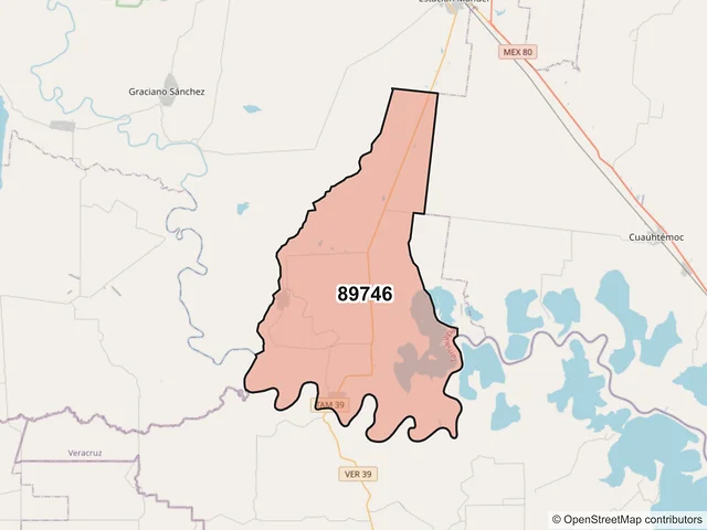Mapa del código postal 89746, González, Tamaulipas