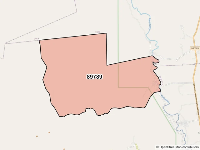 Mapa del código postal 89789, Gómez Farías, Tamaulipas