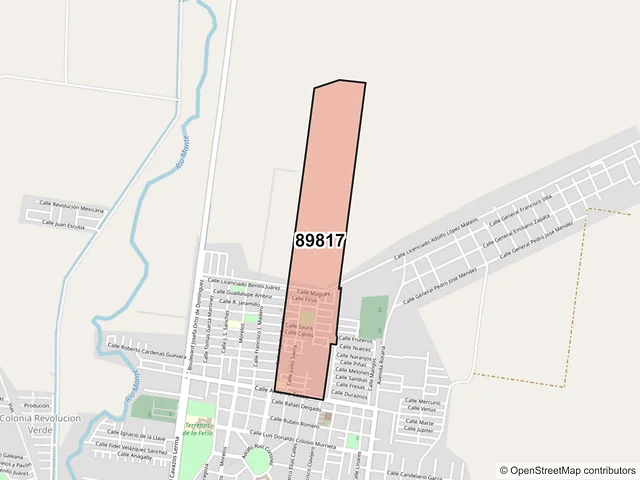 Mapa del código postal 89817, El Mante, Tamaulipas