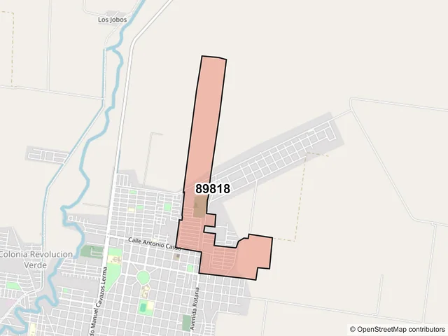 Mapa del código postal 89818, El Mante, Tamaulipas
