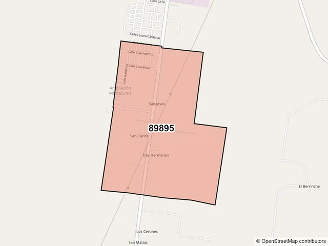 Mapa del código postal 89895, El Mante, Tamaulipas