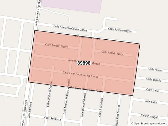 Mapa del código postal 89898, El Mante, Tamaulipas