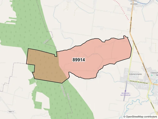 Mapa del código postal 89914, El Mante, Tamaulipas