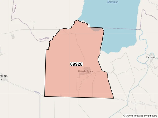 Mapa del código postal 89928, El Mante, Tamaulipas