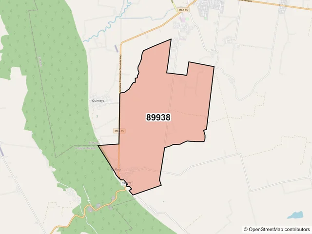 Mapa del código postal 89938, El Mante, Tamaulipas