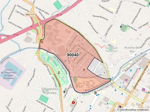 Mapa del código postal 90040, Tlaxcala, Tlaxcala