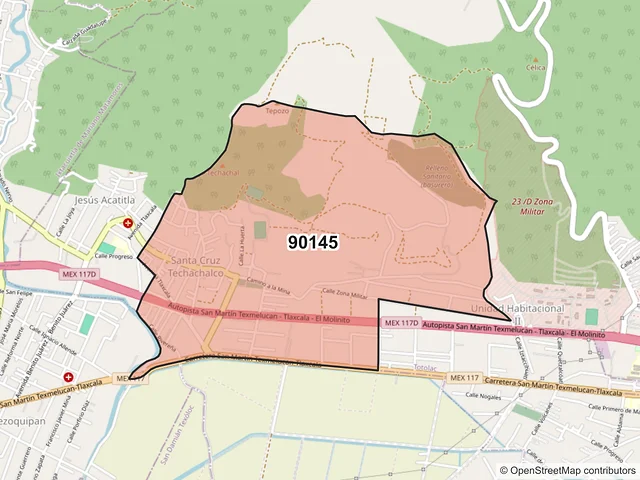 Mapa del código postal 90145, Panotla, Tlaxcala