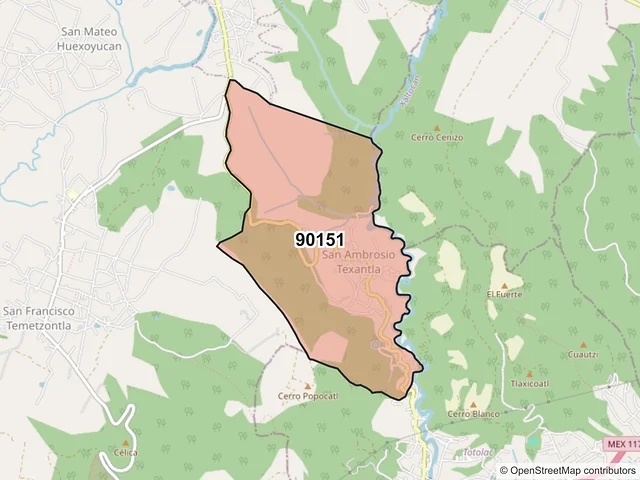 Mapa del código postal 90151, Panotla, Tlaxcala