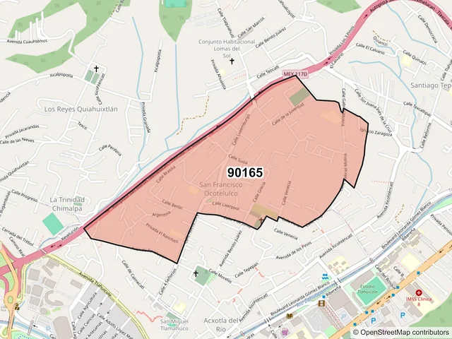 Mapa del código postal 90165, Totolac, Tlaxcala
