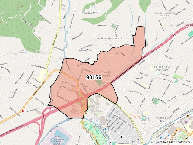 Mapa del código postal 90166, Totolac, Tlaxcala