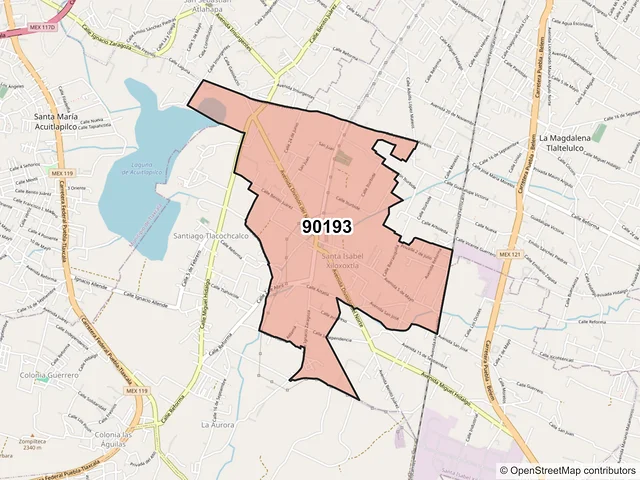 Mapa del código postal 90193, Santa Isabel Xiloxoxtla, Tlaxcala