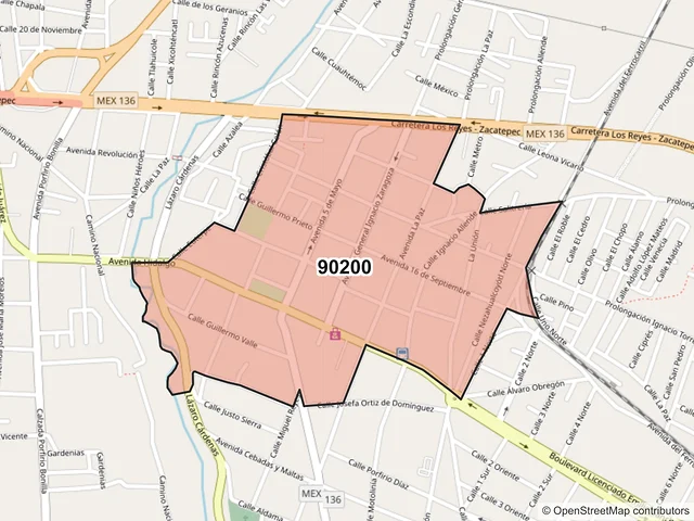 Mapa del código postal 90200, Calpulalpan, Tlaxcala